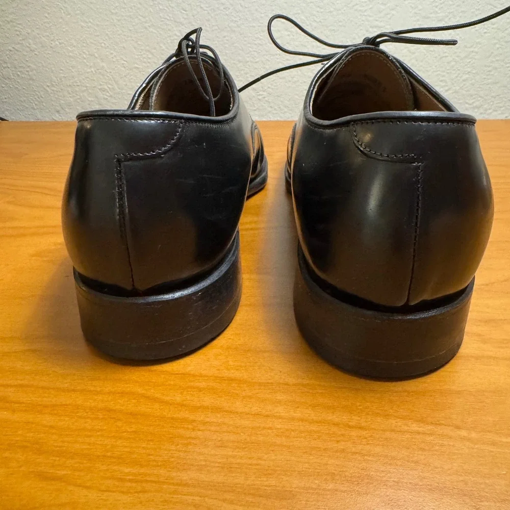 Johnston & Murphy Men's 7.5 Black Leather Cap Toe Oxford Dress Shoes Made India